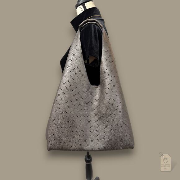 Montana West Handbags - Montana West Metallic Silver Perforated Slouchy Hobo Bag & Wallet 2pc Set